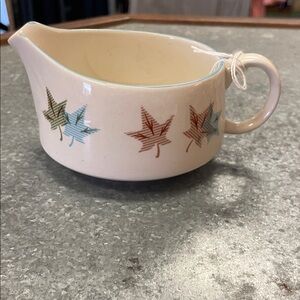 Franciscan Cream Ceramic Pitcher with Leaf Design